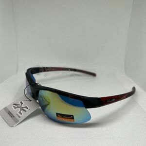 X-Loop Wrap Mirrored Semi Rimless Mens Sunglasses